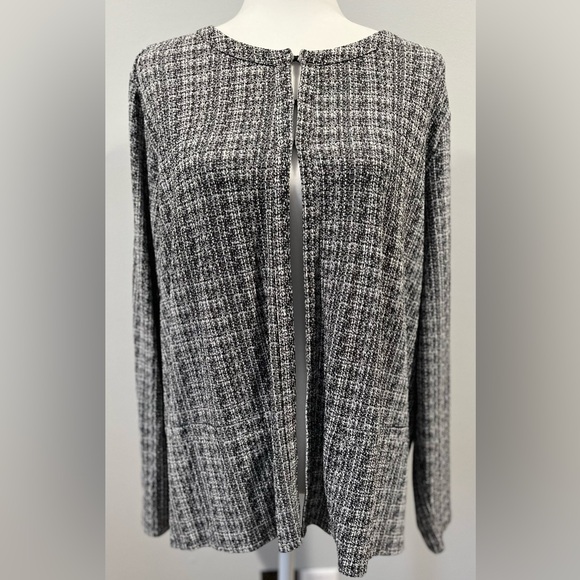 J. Jill Sweaters - J. Jill Wearever Collection Cardigan Black & White Marbled Hook & Eye Size Large